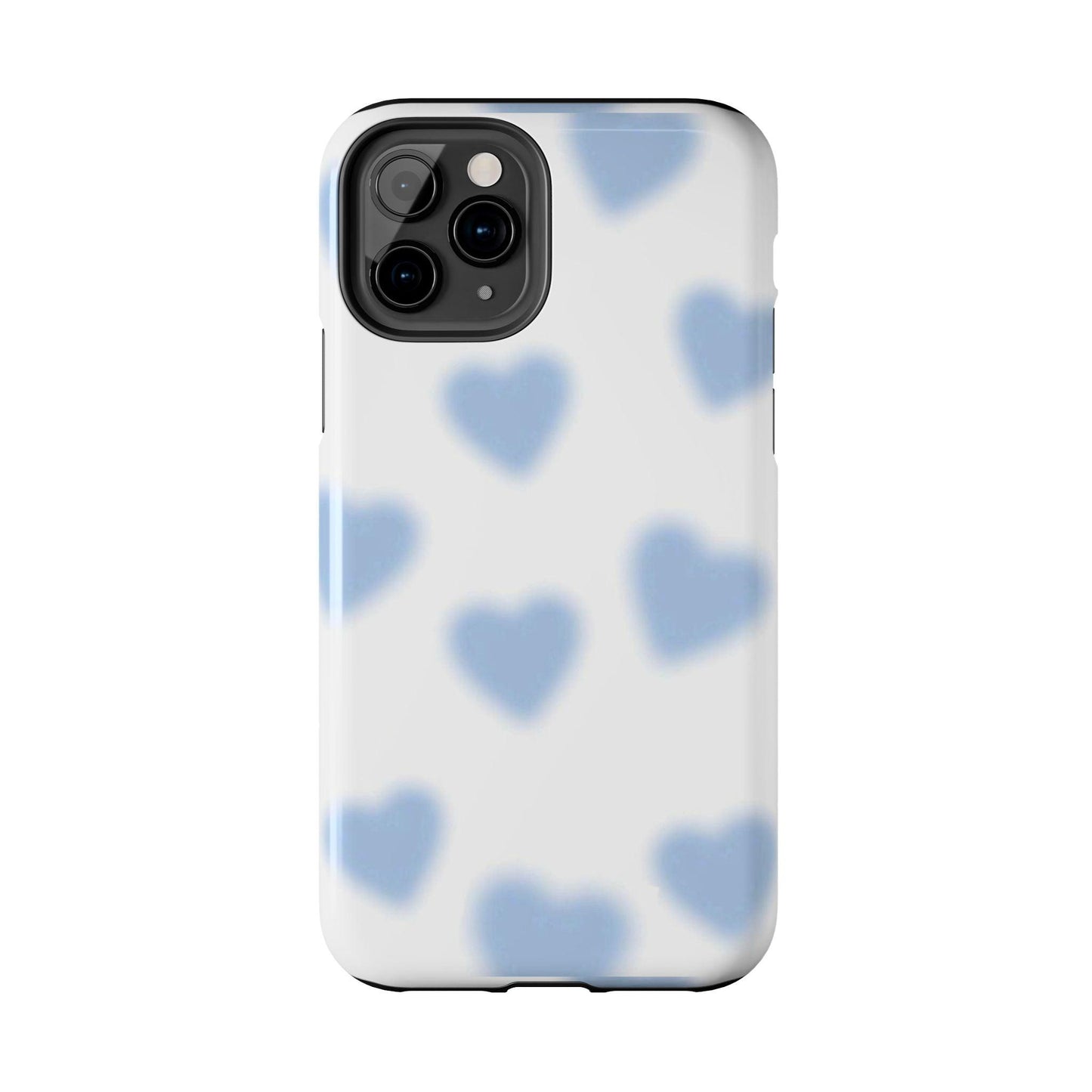 Blue-Blurry Hearts Tough iPhone Cases