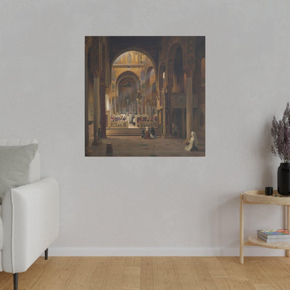 Interior of the Capella Palatina in Palermo Italy by Martinus Rørbye  on a Matte Canvas Stretched 0.75