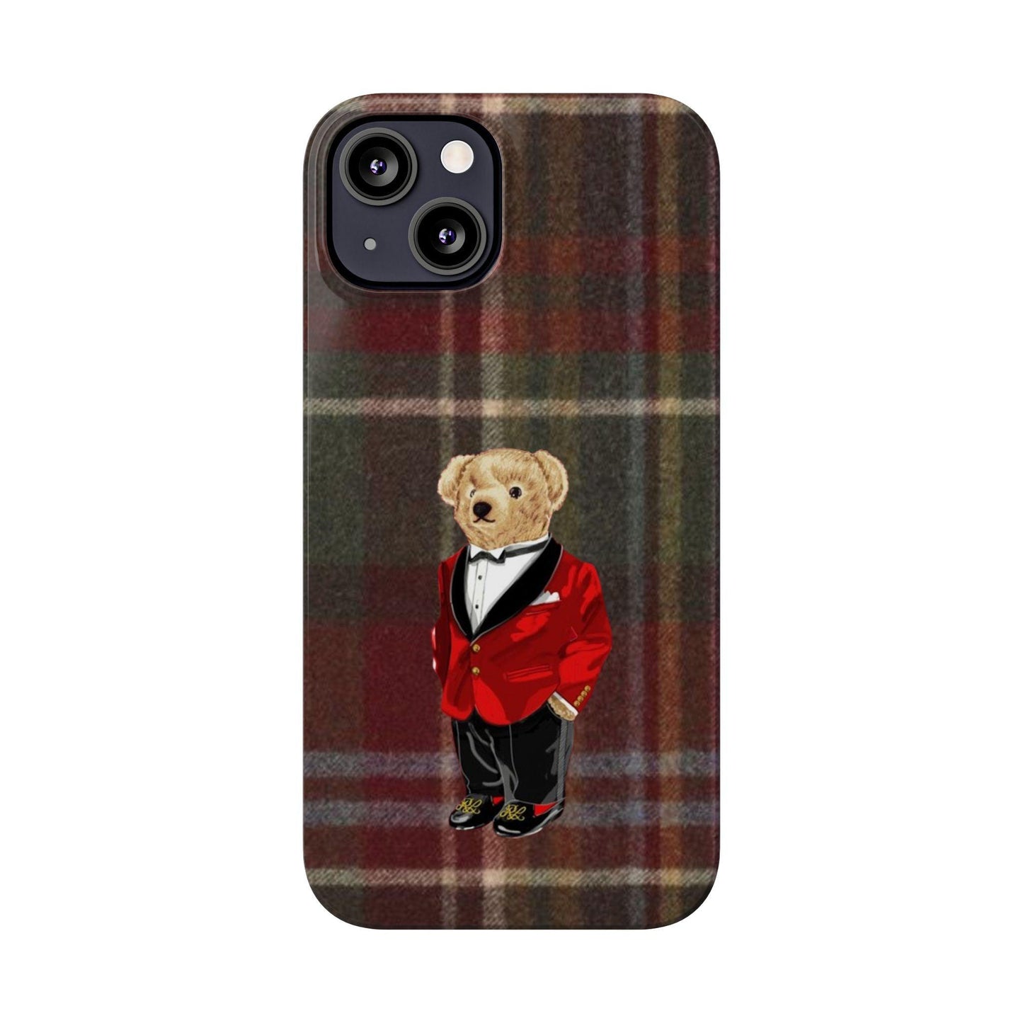 Dapper Bear Plaid Phone Case - Classic Tartan Polo Bear Design iPhone Cases