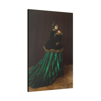 Camille The Woman in the Green Dress 1866 famous painting by Claude Monet on a Matte Canvas Stretched 0.75