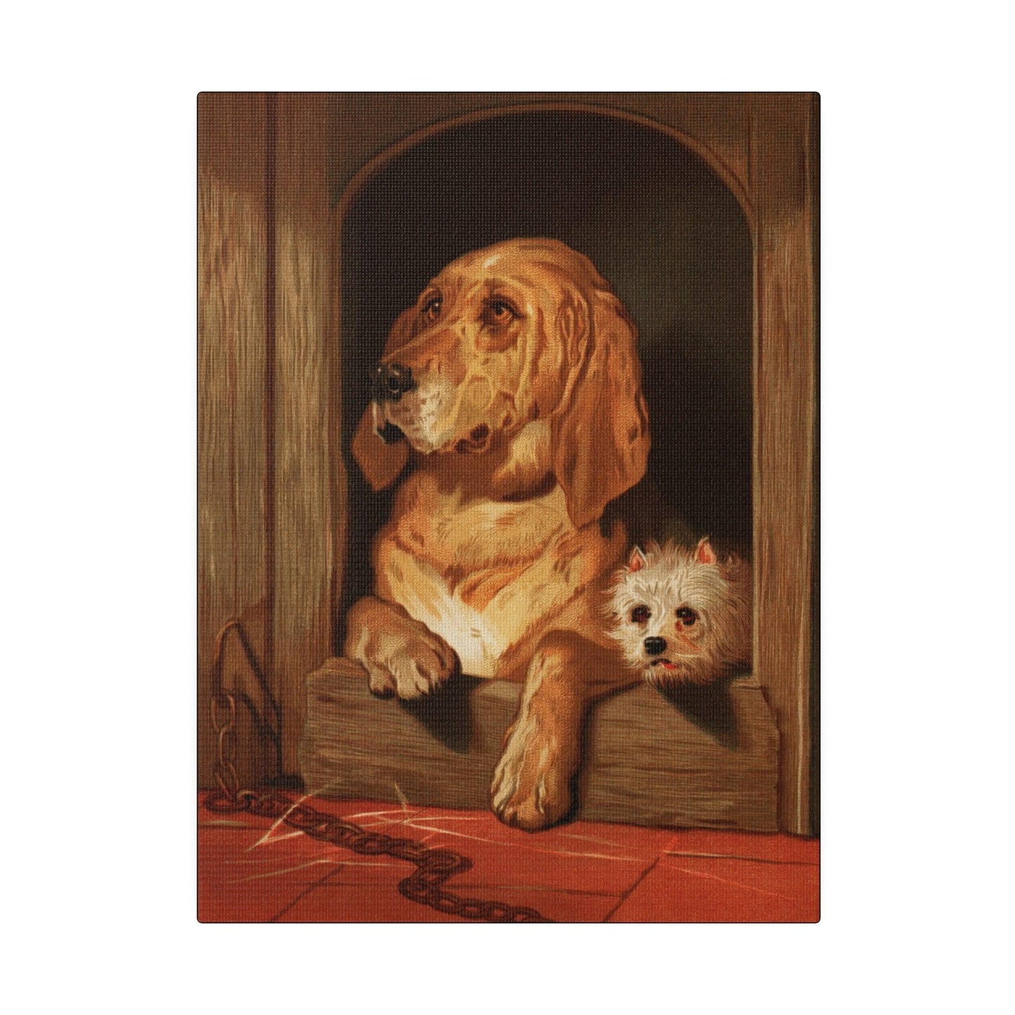 Dignity and Impudence by Sir Edwin Landseer 1877 Landseer dog painting of a bloodhound and a terrier on a Matte Canvas Stretched 0.75