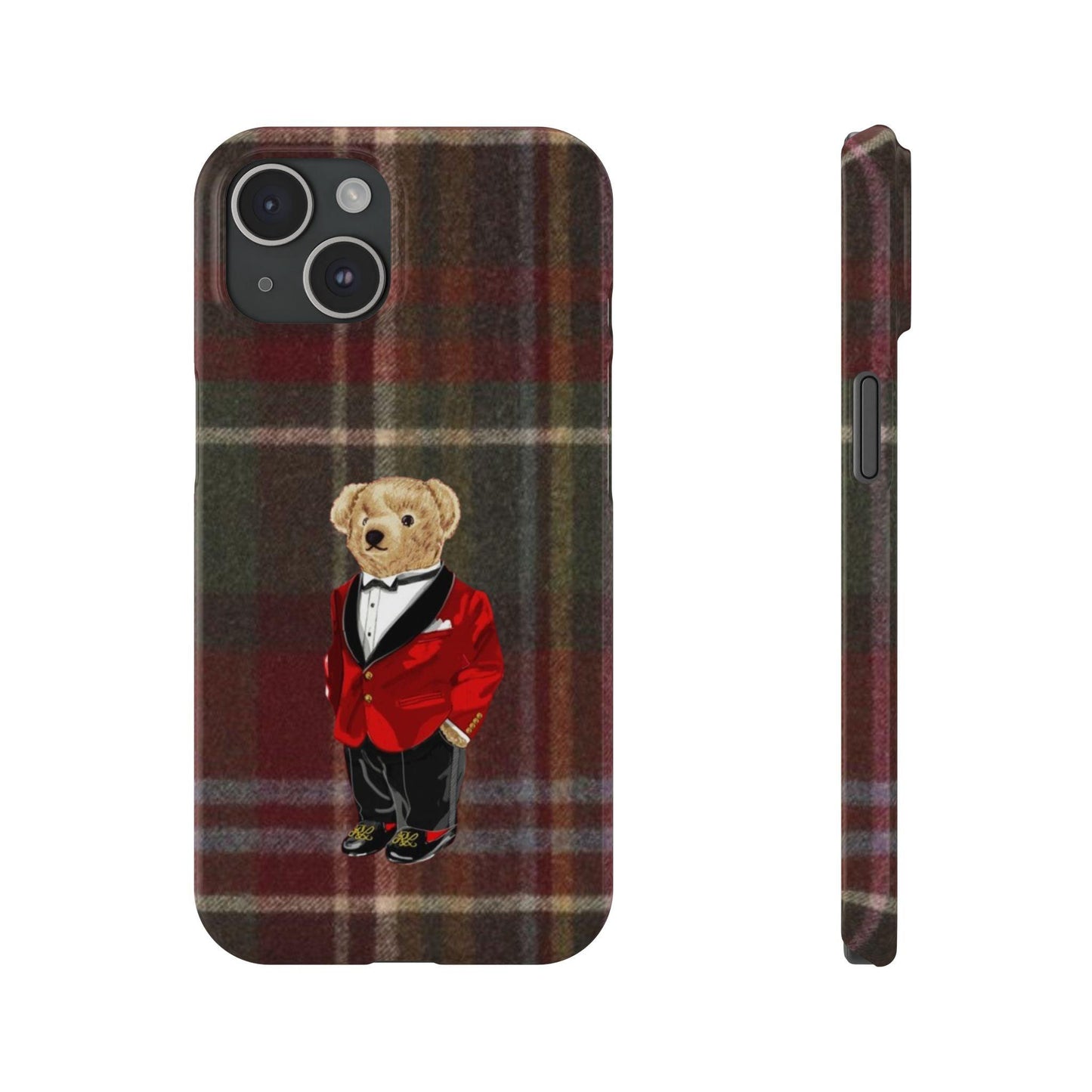 Dapper Bear Plaid Phone Case - Classic Tartan Polo Bear Design iPhone Cases