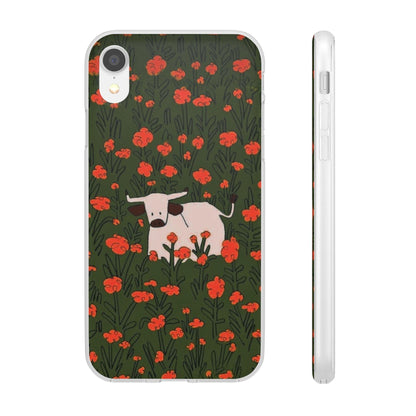 Cow in Flower Field - Flexi iPhone Cases