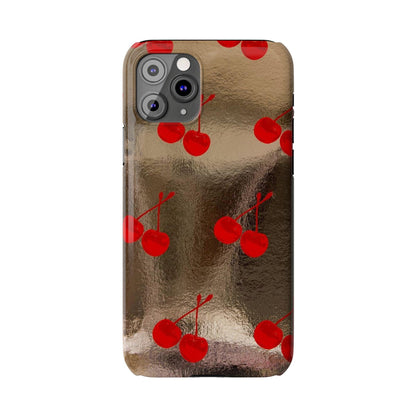 Golden Cherry Bliss Slim iPhone Cases