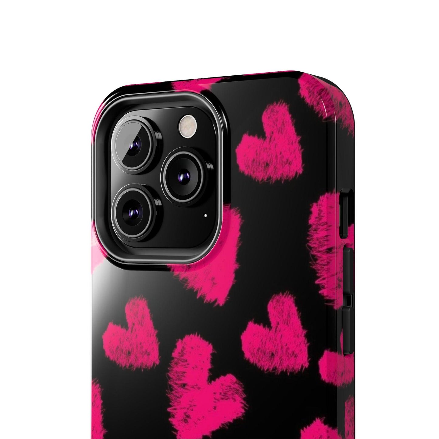 Hot Pink Fuzzy Hearts iPhone Tough Case