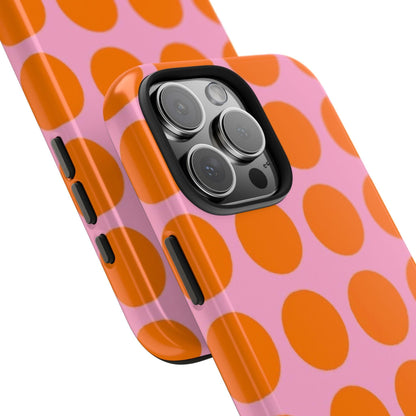 Orange Dots on Pink Tough Phone Cases