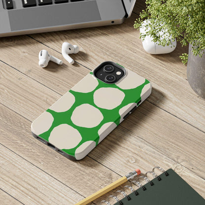 Green Scape with Beige Dots Tough iPhone Cases