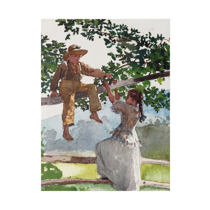 On the Fence 1878 by Winslow Homer on a Matte Canvas Stretched 0.75