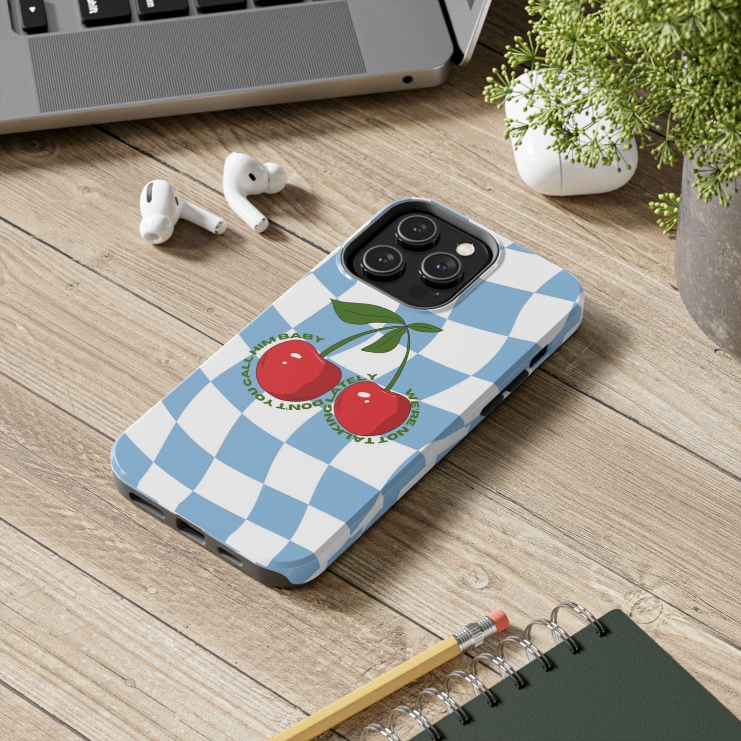 Cherry Gossip Check Tough iPhone Cases