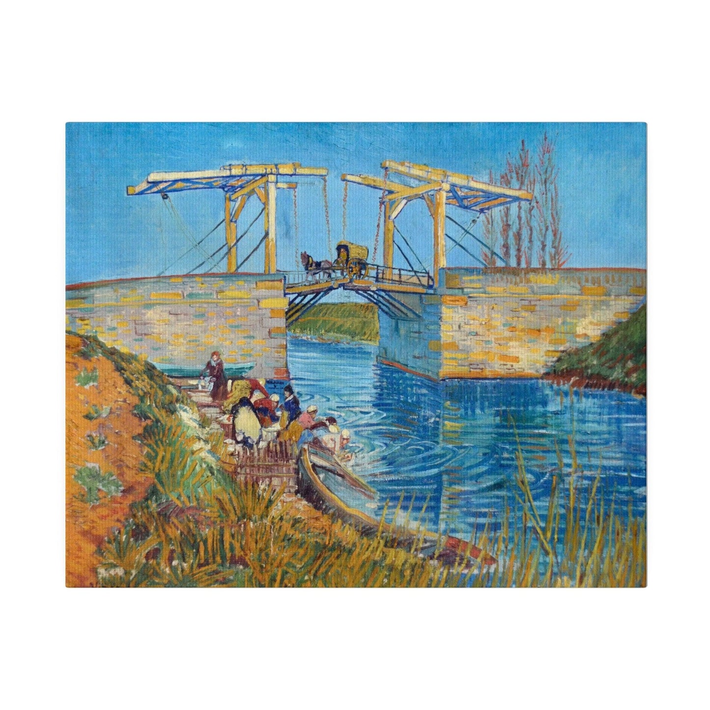 Vincent van Gogh's The Langlois Bridge at Arles with Women Washing (1888) famous painting - Matte Canvas, Stretched, 0.75"