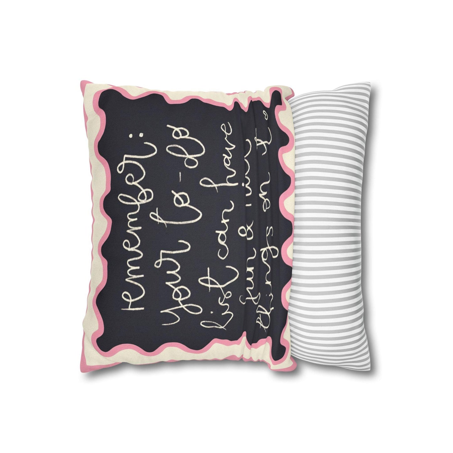 Fun Things in To Do List Cushion Cover - Spun Polyester Square Pillowcase in Cream and Pink