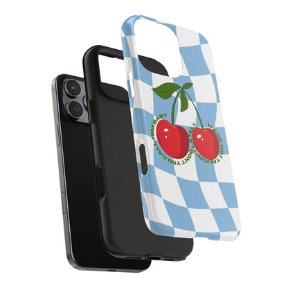 Cherry Gossip Check Tough iPhone Cases