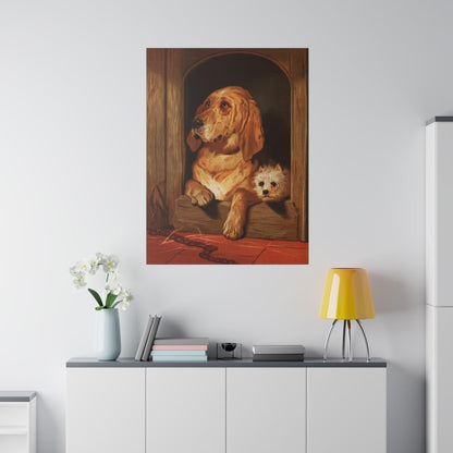 Dignity and Impudence by Sir Edwin Landseer 1877 Landseer dog painting of a bloodhound and a terrier on a Matte Canvas Stretched 0.75