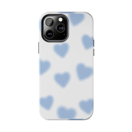 Blue-Blurry Hearts Tough iPhone Cases