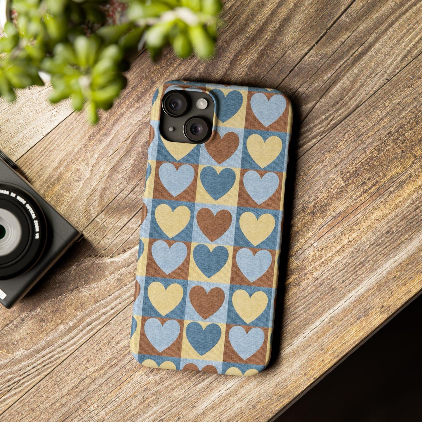 Retro Heart Mosaic Grid Case iPhone Cases