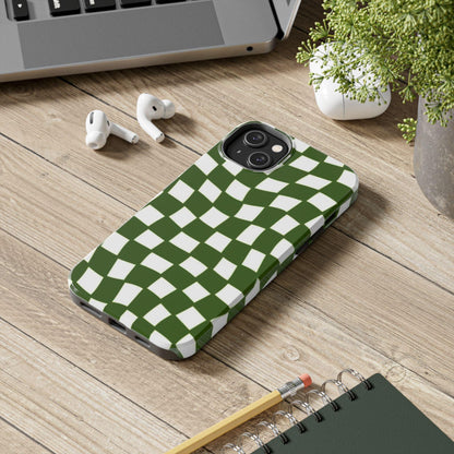 Green Checkmates Tough iPhone Cases