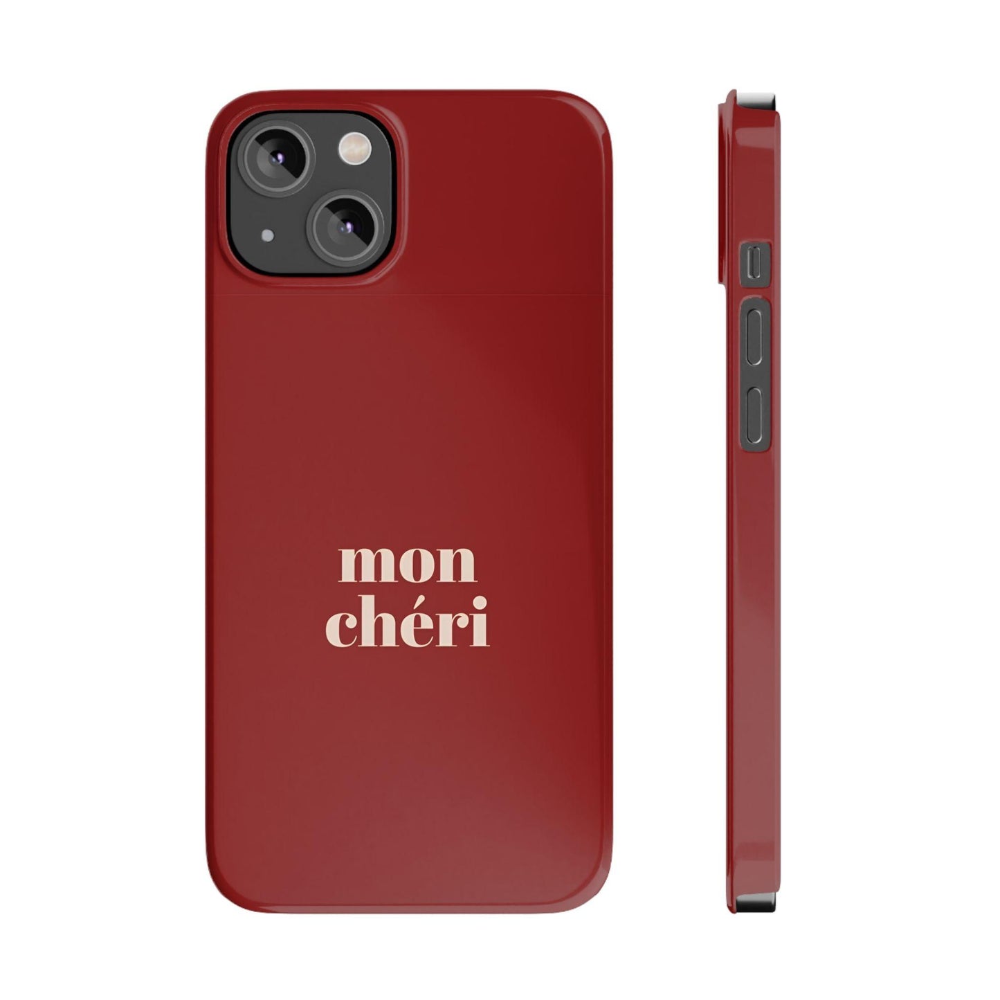 Mon Cheri iPhone Slim Phone Cases (Cherry Red)