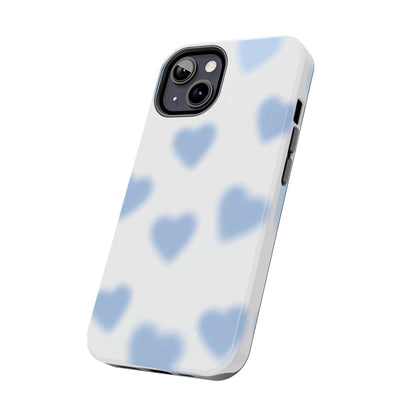 Blue-Blurry Hearts Tough iPhone Cases