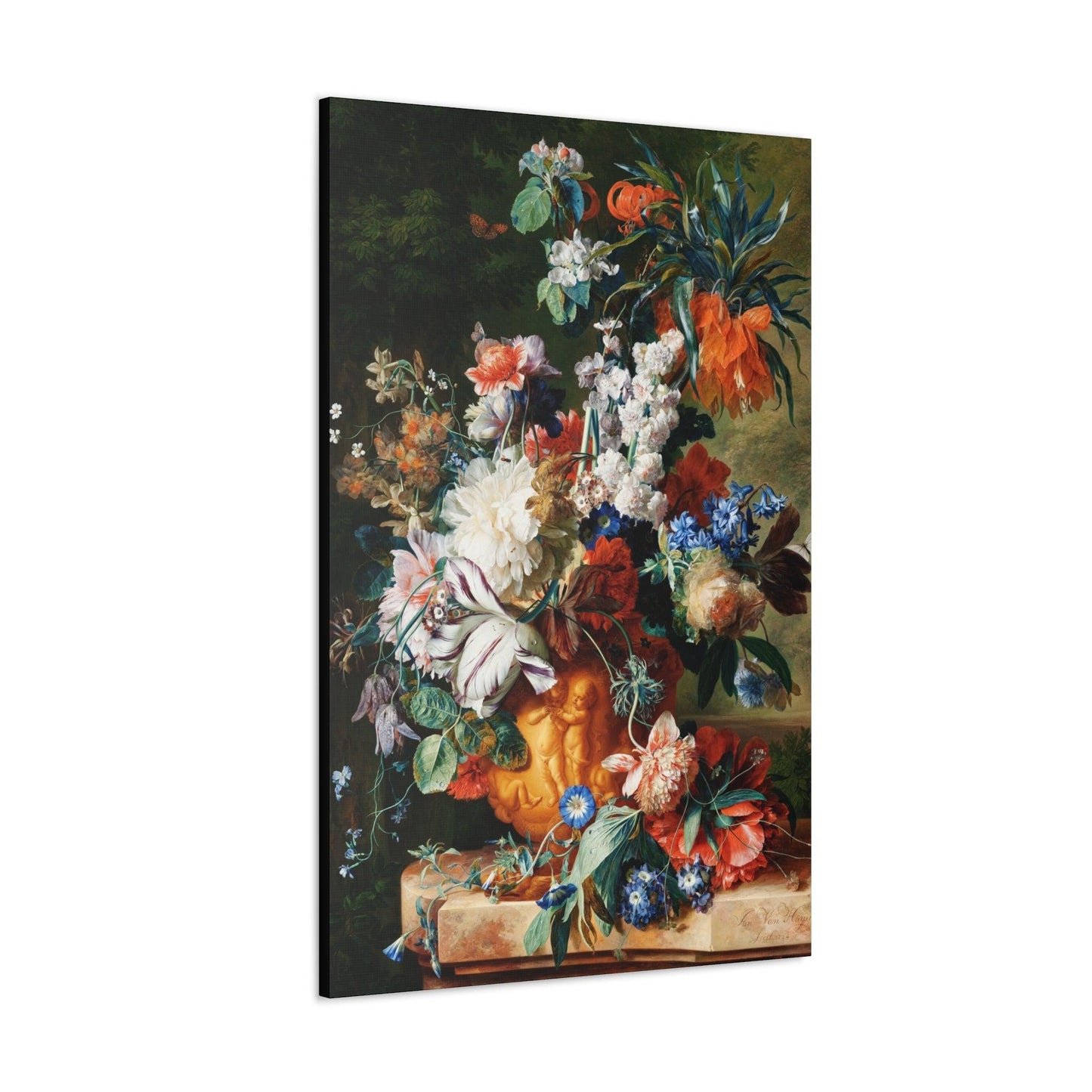 Bouquet of Flowers in an Urn (1724) by Jan van Huysum (Painting) - Canvas Gallery Wraps