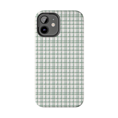 Vintage Sage Gingham Tough iPhone Cases