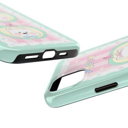 Cute Puppy Pink and Green Tough iPhone Cases