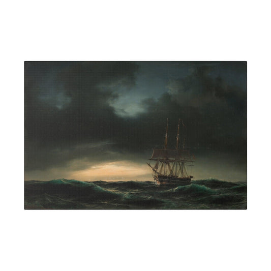 A Danish corvette in the lake after a storm by Anton Melbye - Matte Canvas, Stretched, 0.75"