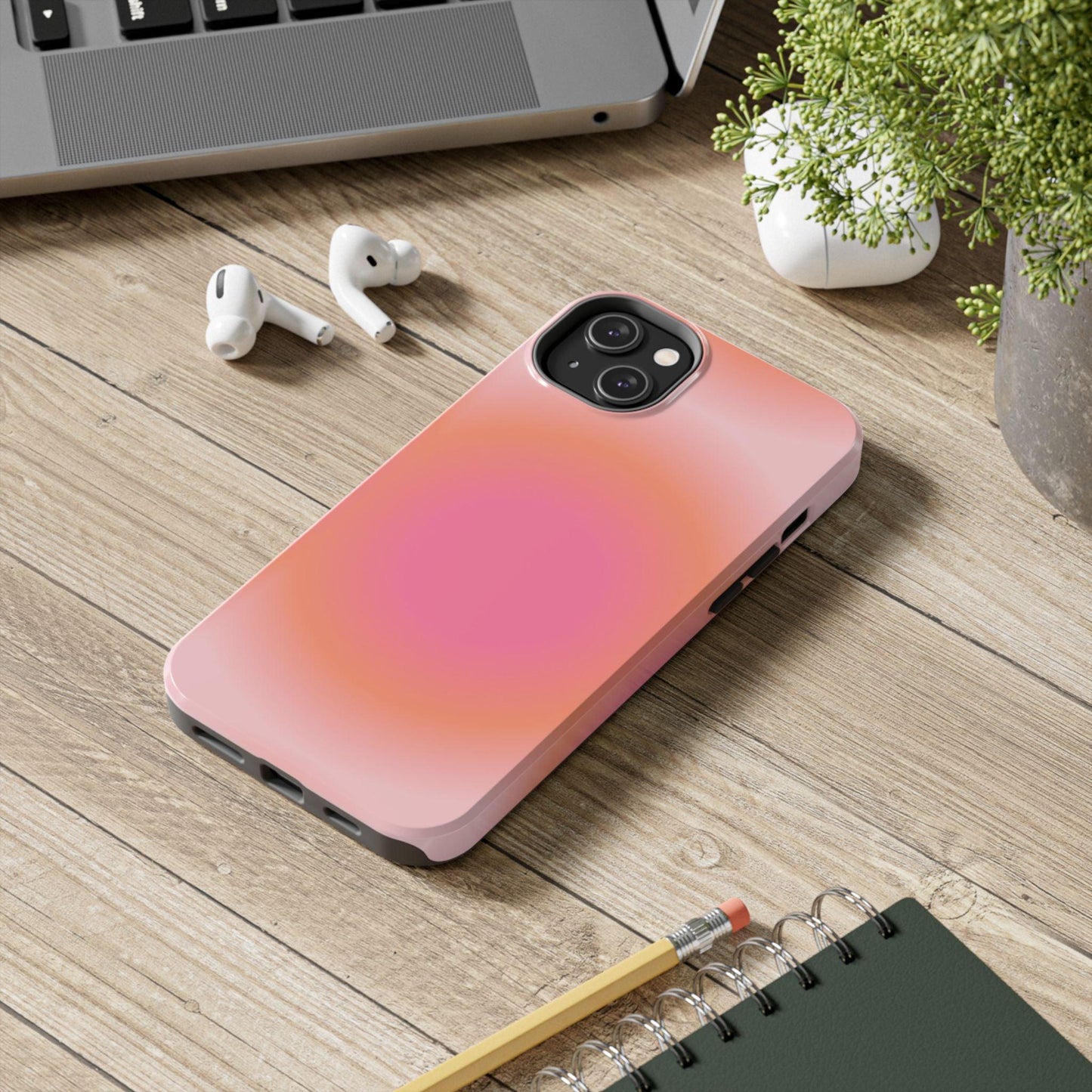 Coral Blushed Aura Tough iPhone Cases