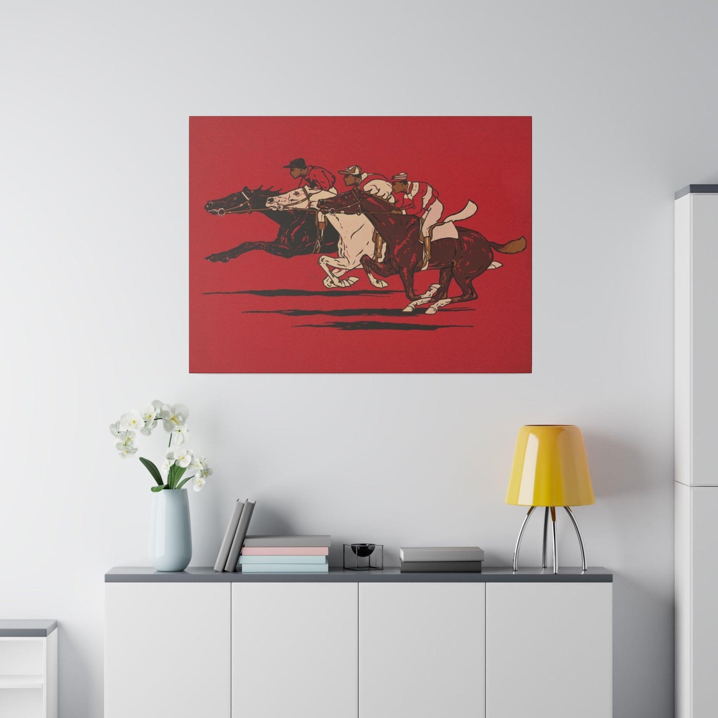 The Runners (1900), vintage horse racing illustration - Matte Canvas, Stretched, 0.75"