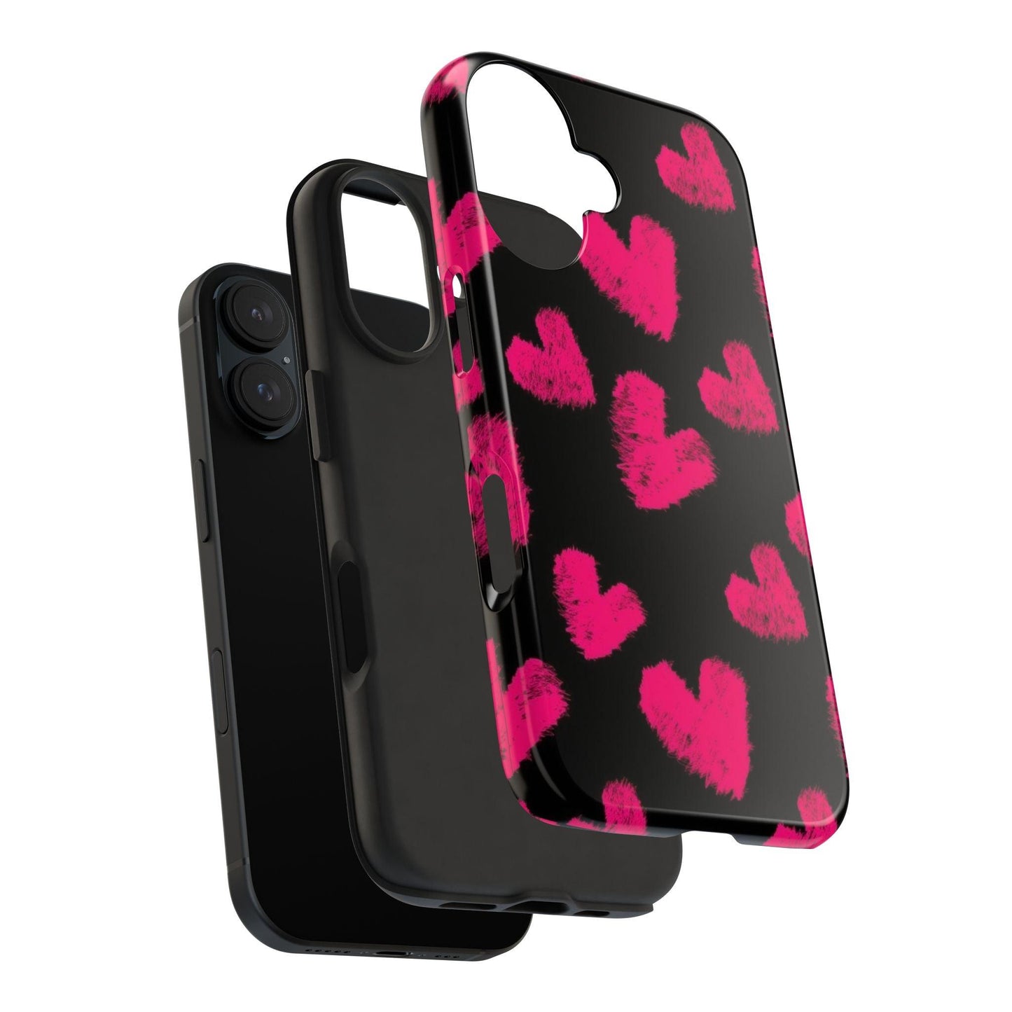 Hot Pink Fuzzy Hearts iPhone Tough Case