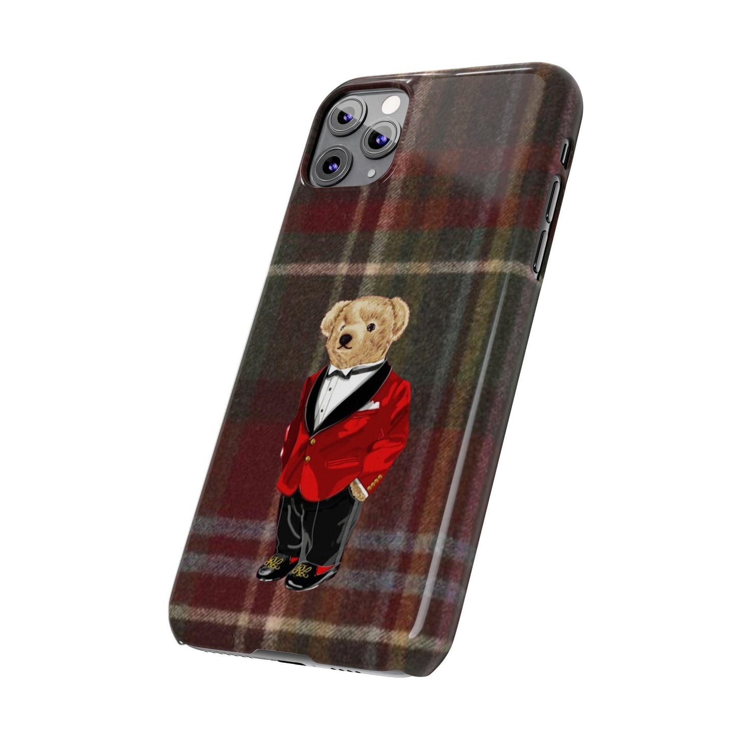 Dapper Bear Plaid Phone Case - Classic Tartan Polo Bear Design iPhone Cases