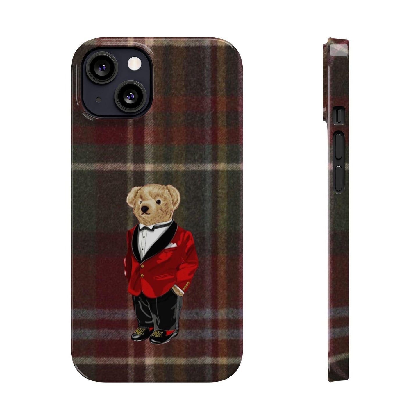 Dapper Bear Plaid Phone Case - Classic Tartan Polo Bear Design iPhone Cases