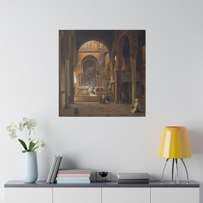 Interior of the Capella Palatina in Palermo Italy by Martinus Rørbye  on a Matte Canvas Stretched 0.75