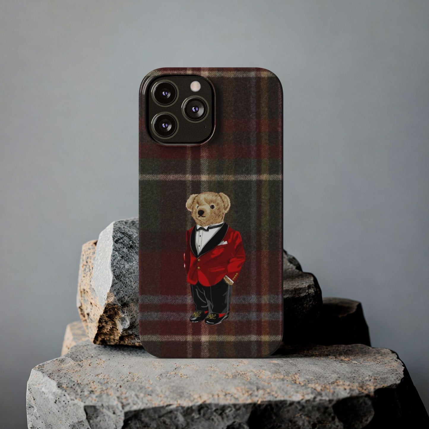 Dapper Bear Plaid Phone Case - Classic Tartan Polo Bear Design iPhone Cases