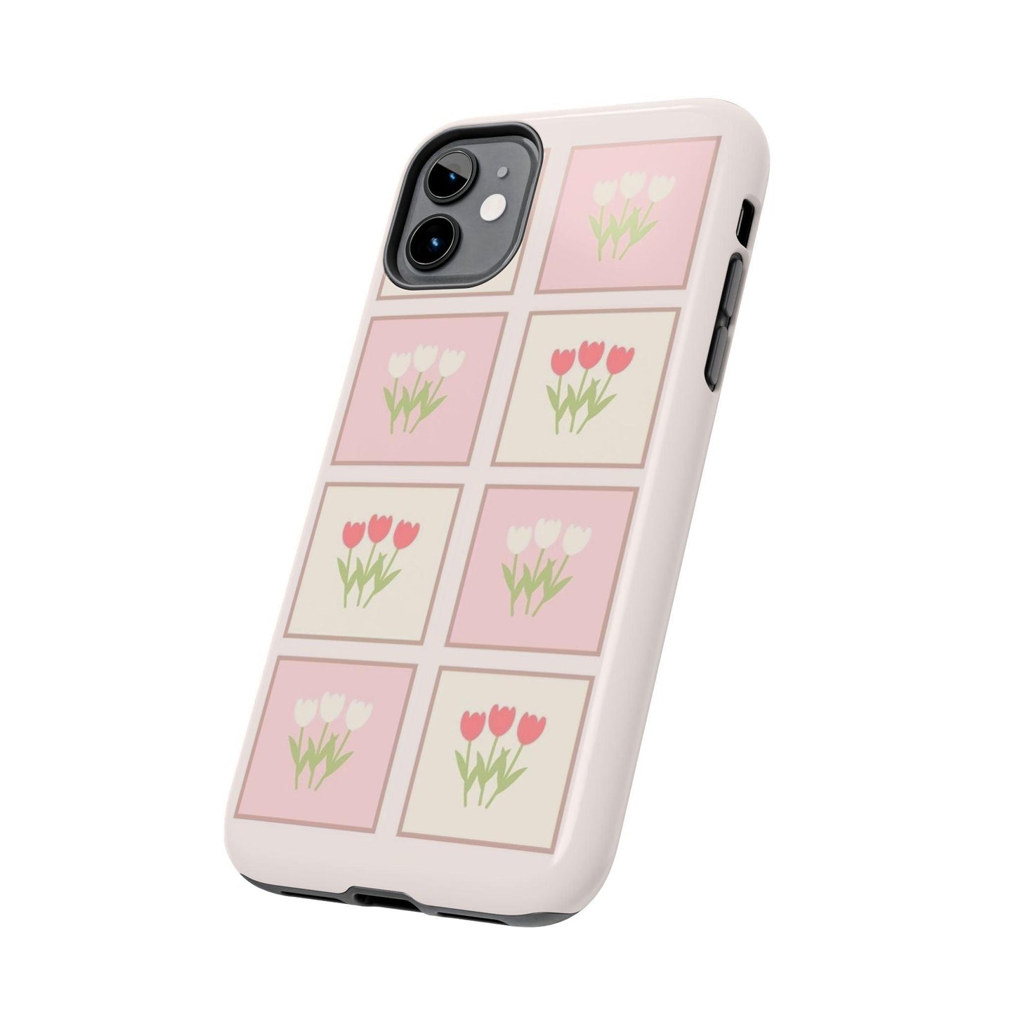 Floral Pastel Tulips Garden Tough iPhone Cases