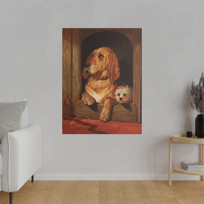 Dignity and Impudence by Sir Edwin Landseer 1877 Landseer dog painting of a bloodhound and a terrier on a Matte Canvas Stretched 0.75