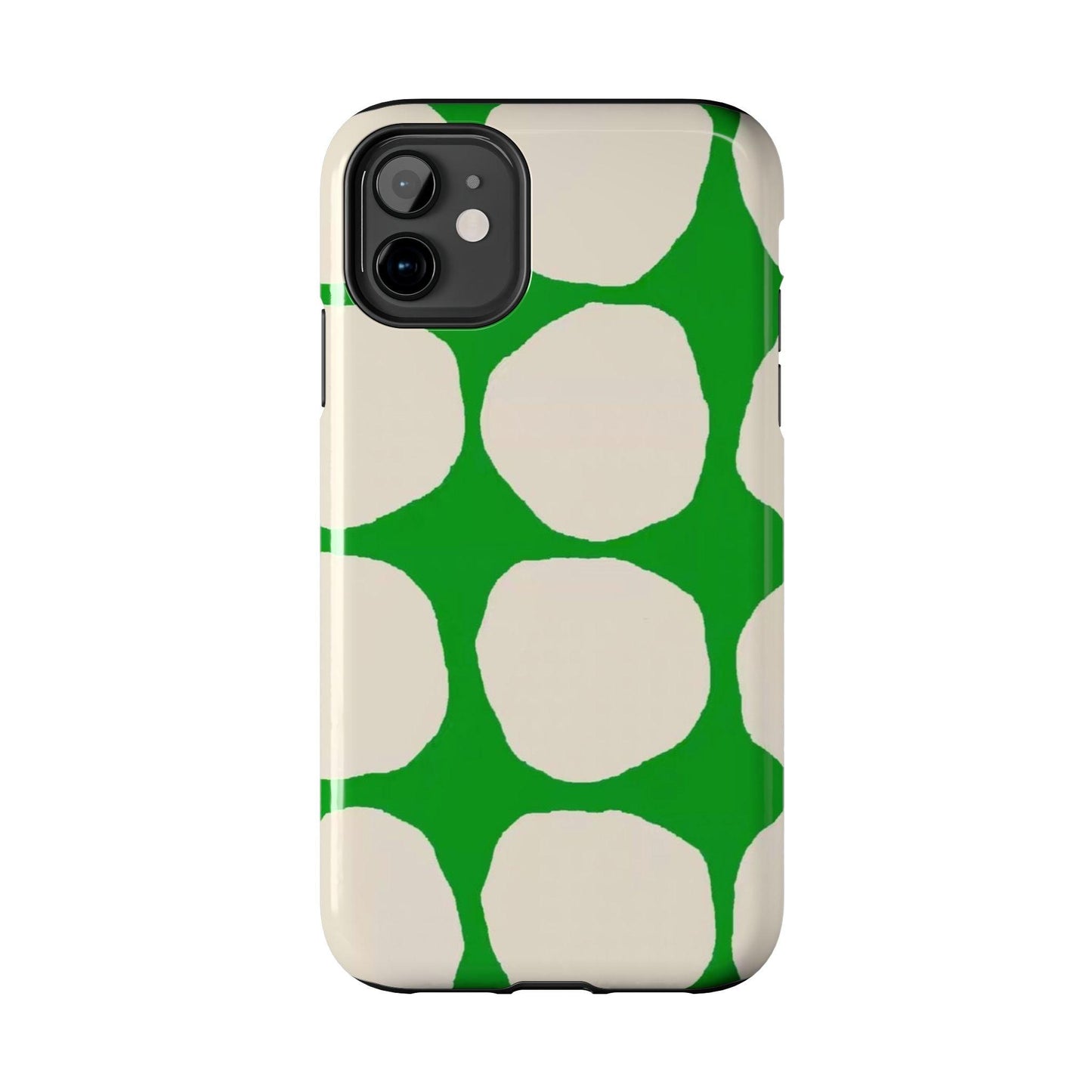 Green Scape with Beige Dots Tough iPhone Cases