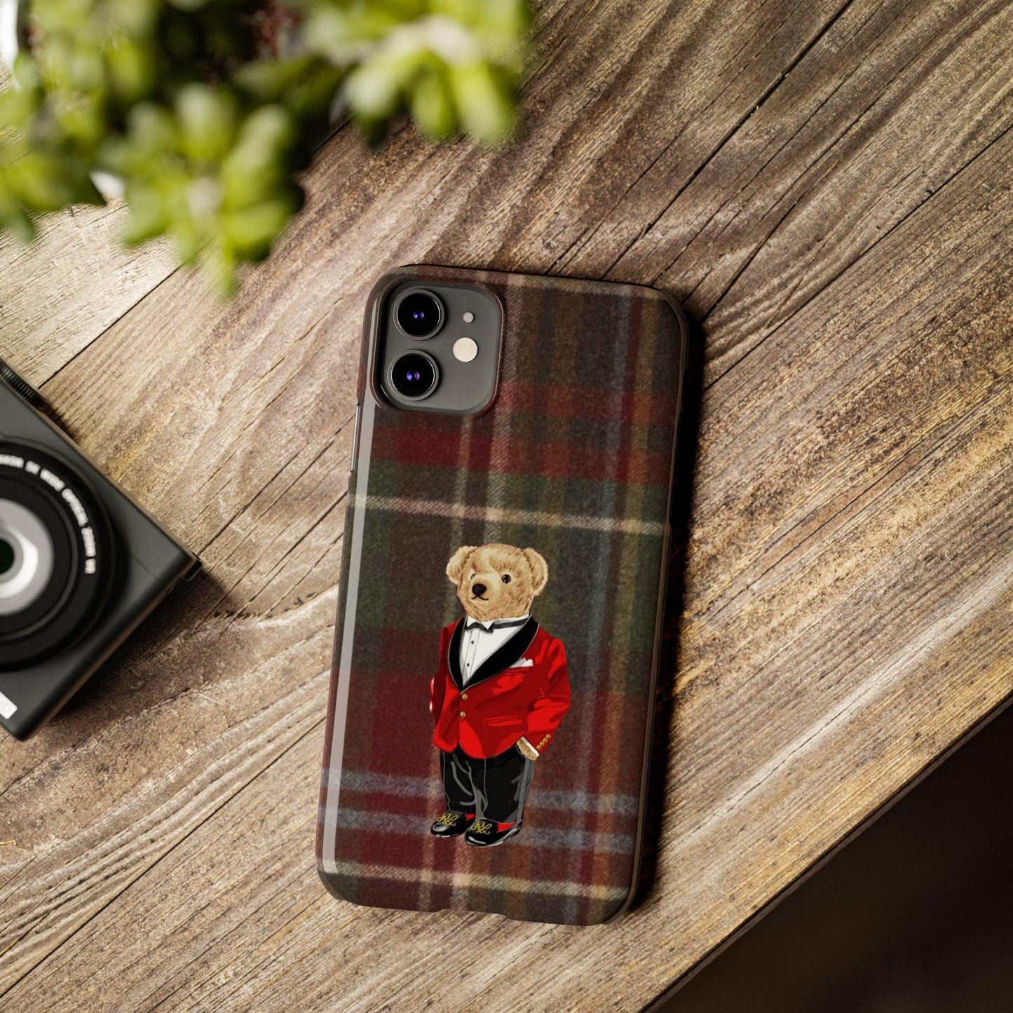 Dapper Bear Plaid Phone Case - Classic Tartan Polo Bear Design iPhone Cases