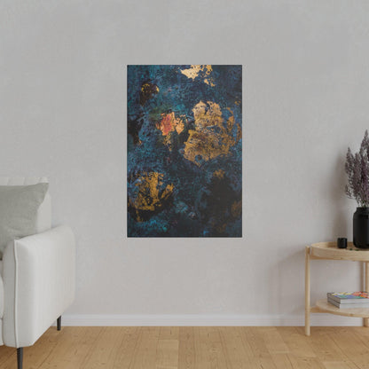 Blue Gold Abstract Painting - Matte Canvas, Stretched, 0.75"