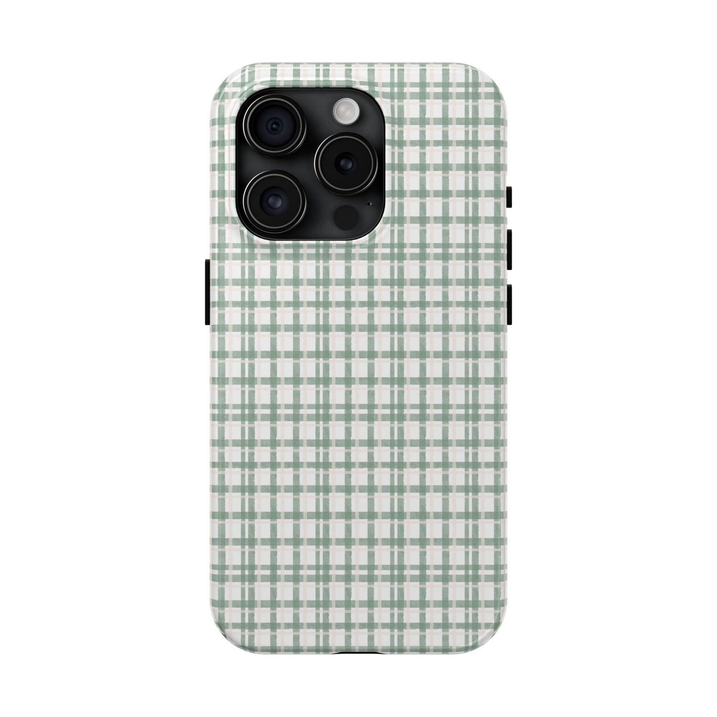 Vintage Sage Gingham Tough iPhone Cases