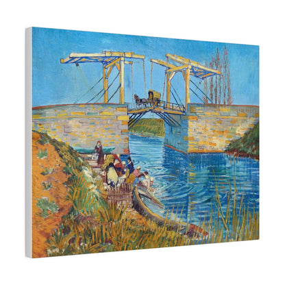 Vincent van Gogh's The Langlois Bridge at Arles with Women Washing (1888) famous painting - Matte Canvas, Stretched, 0.75"