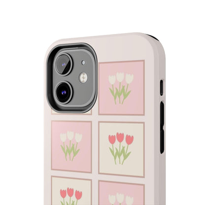 Floral Pastel Tulips Garden Tough iPhone Cases