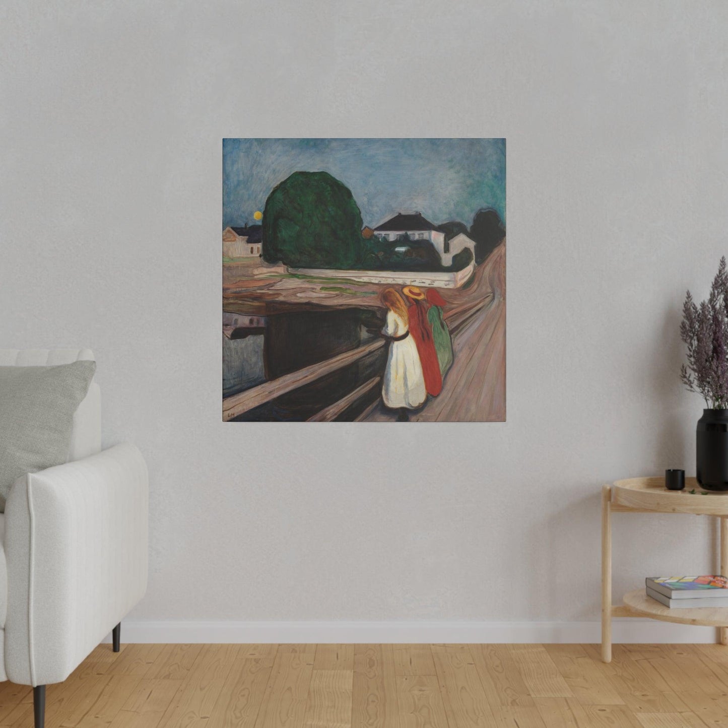 Edvard Munch's The Girls on the Bridge 1901  Matte Canvas Stretched 0.75