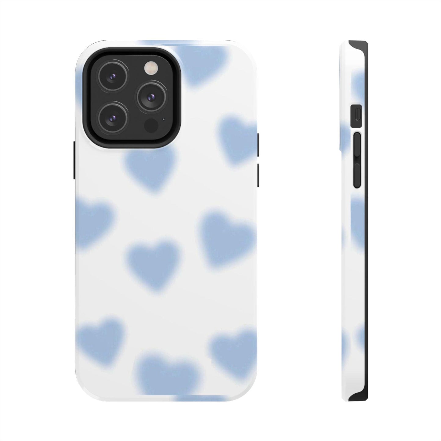 Blue-Blurry Hearts Tough iPhone Cases