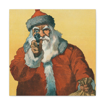 Hands up! Photomechanical Print Showing a Santa Claus Pointing a Handgun (1912) by Will Crawford - Canvas Gallery Wraps