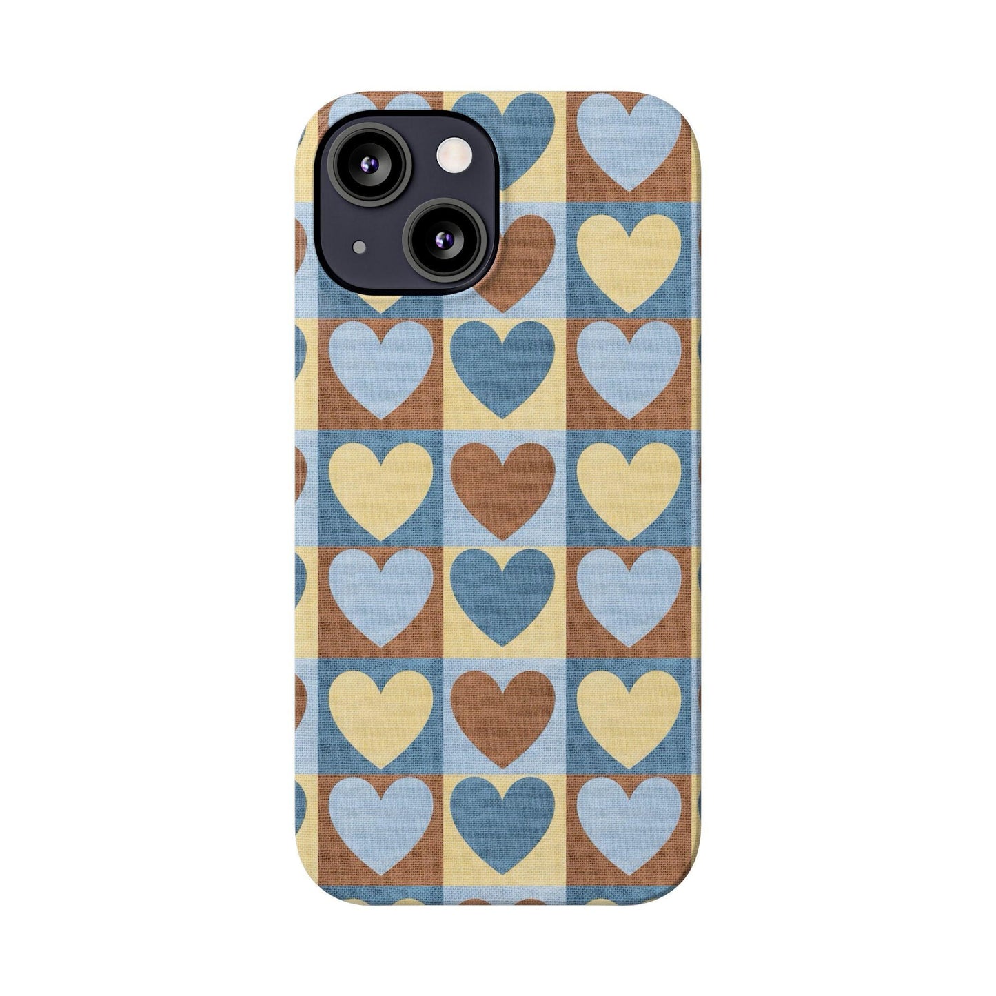 Retro Heart Mosaic Grid Case iPhone Cases