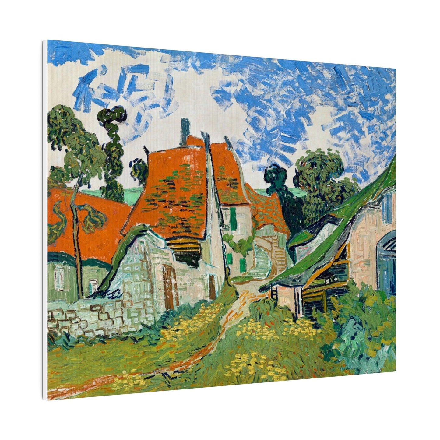 Vincent van Gogh's Street in Auvers-sur-Oise (1890) famous landscape painting - Matte Canvas, Stretched, 0.75"