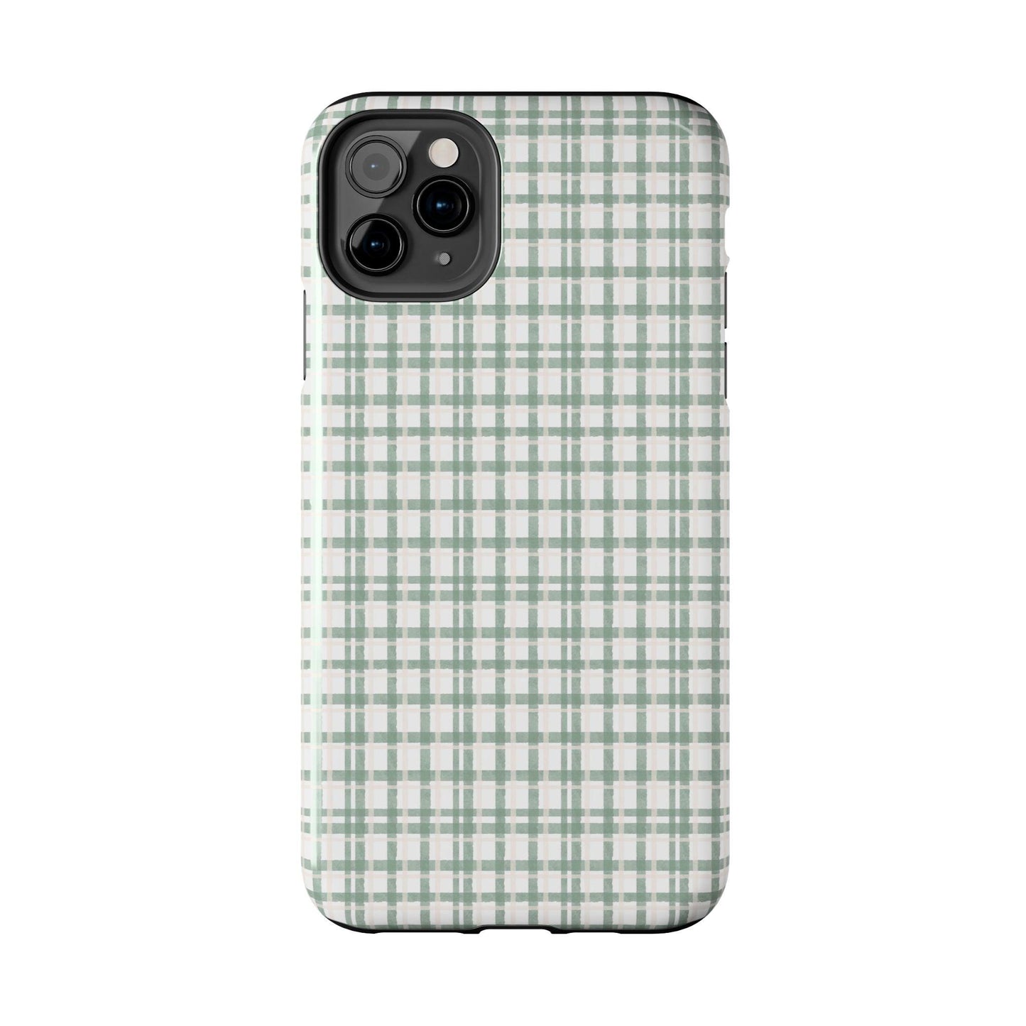 Vintage Sage Gingham Tough iPhone Cases