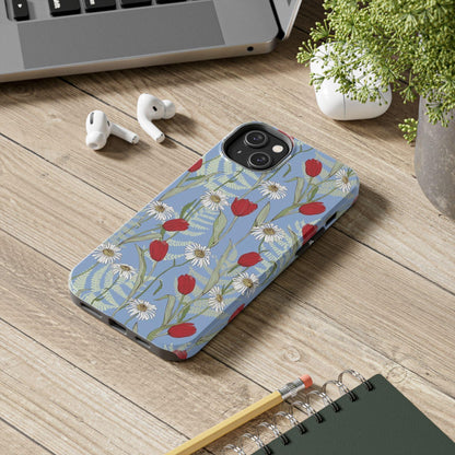 Blooms on Blue Tough iPhone Cases