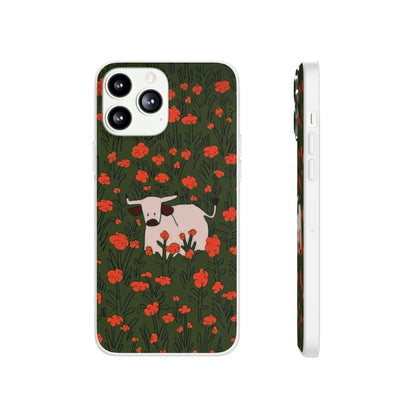 Cow in Flower Field - Flexi iPhone Cases