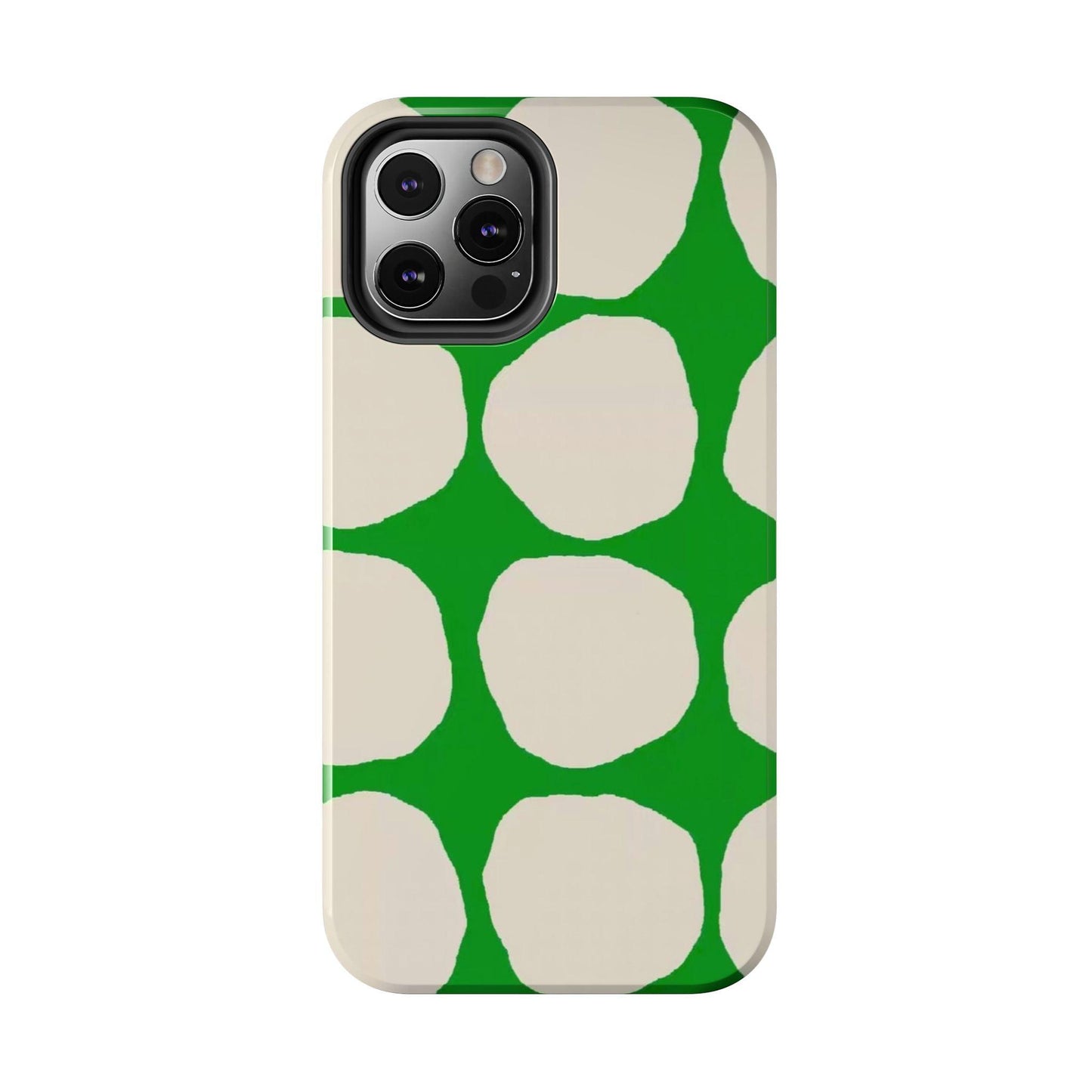 Green Scape with Beige Dots Tough iPhone Cases